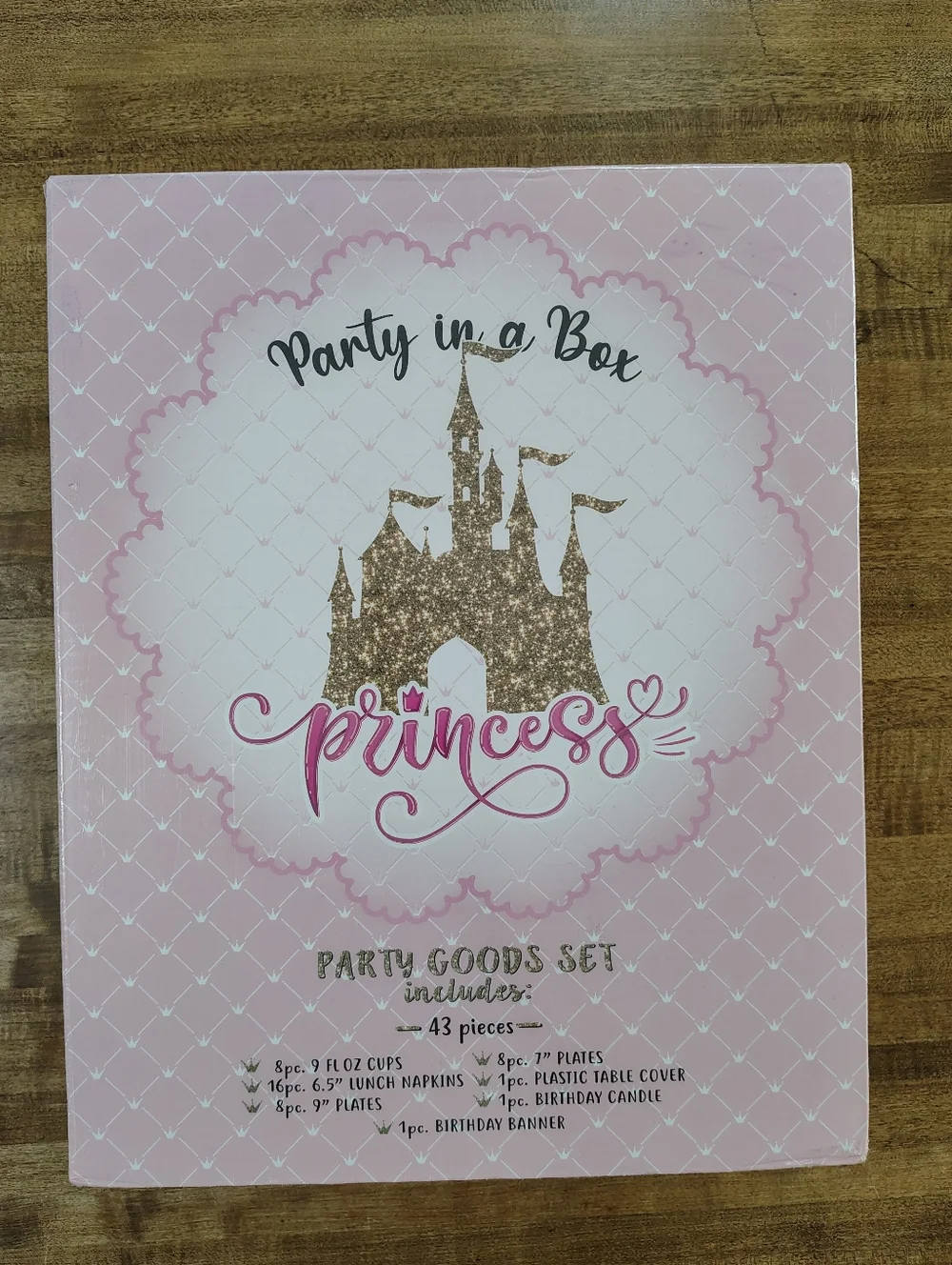 Princess Party In A Box - 43 Pieces Party Goods Set Pink & Gold